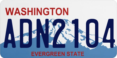 WA license plate ADN2104