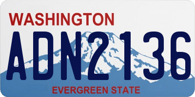 WA license plate ADN2136