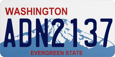 WA license plate ADN2137