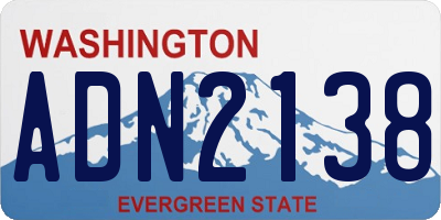 WA license plate ADN2138
