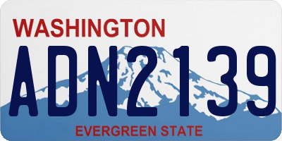 WA license plate ADN2139