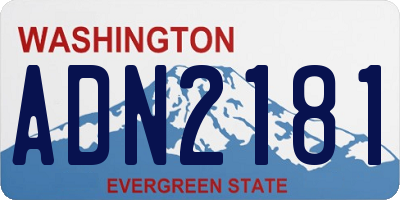 WA license plate ADN2181