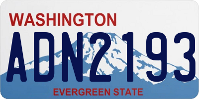 WA license plate ADN2193
