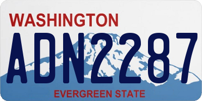 WA license plate ADN2287