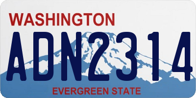 WA license plate ADN2314
