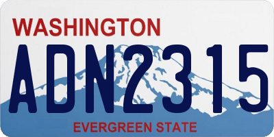 WA license plate ADN2315