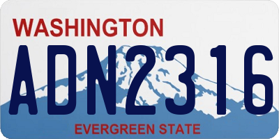 WA license plate ADN2316