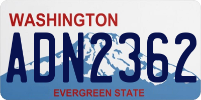 WA license plate ADN2362