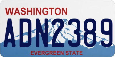WA license plate ADN2389