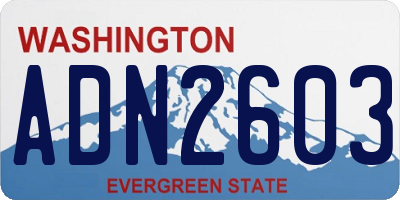 WA license plate ADN2603