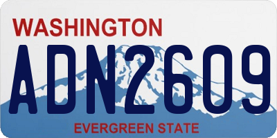 WA license plate ADN2609