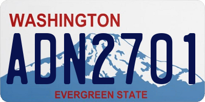 WA license plate ADN2701