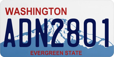 WA license plate ADN2801