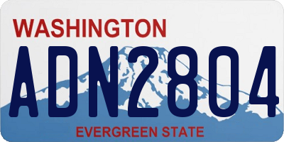 WA license plate ADN2804