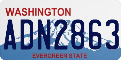WA license plate ADN2863