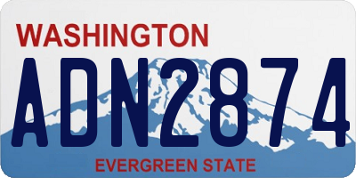 WA license plate ADN2874