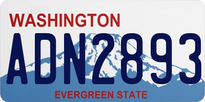 WA license plate ADN2893