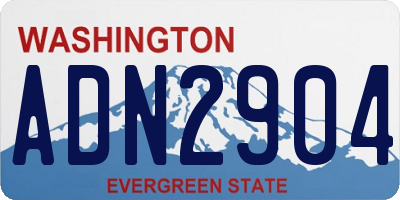 WA license plate ADN2904
