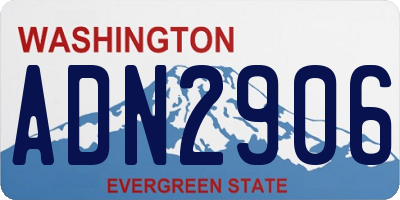 WA license plate ADN2906