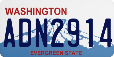 WA license plate ADN2914