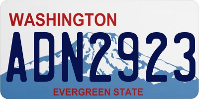 WA license plate ADN2923