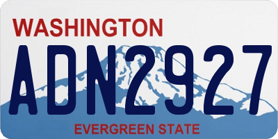 WA license plate ADN2927