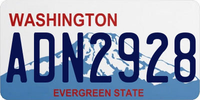 WA license plate ADN2928