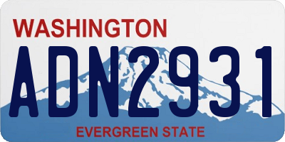 WA license plate ADN2931