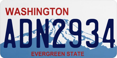 WA license plate ADN2934