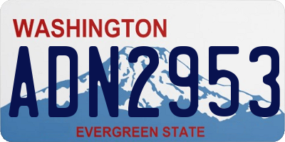 WA license plate ADN2953