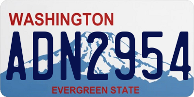 WA license plate ADN2954