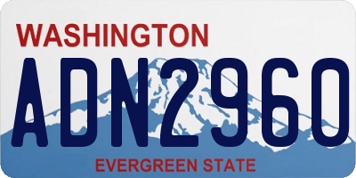 WA license plate ADN2960