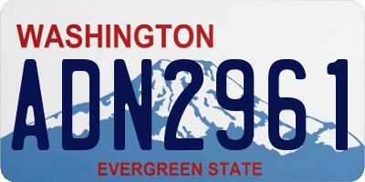 WA license plate ADN2961