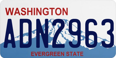 WA license plate ADN2963