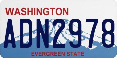WA license plate ADN2978