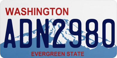 WA license plate ADN2980