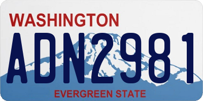 WA license plate ADN2981