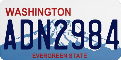 WA license plate ADN2984