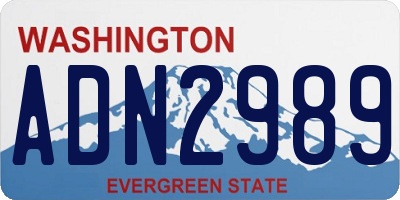 WA license plate ADN2989