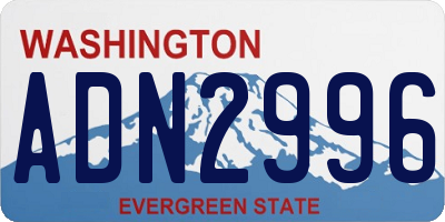 WA license plate ADN2996