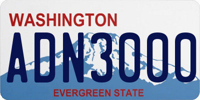 WA license plate ADN3000