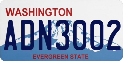 WA license plate ADN3002