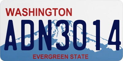 WA license plate ADN3014