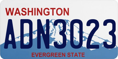 WA license plate ADN3023