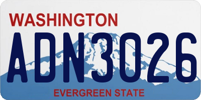 WA license plate ADN3026