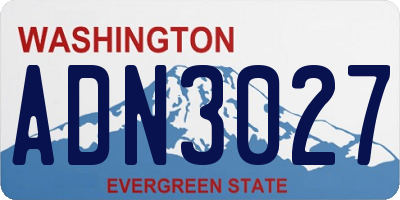WA license plate ADN3027
