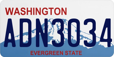 WA license plate ADN3034