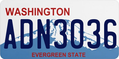 WA license plate ADN3036
