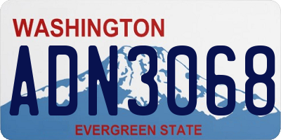 WA license plate ADN3068