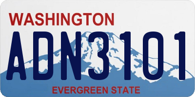 WA license plate ADN3101